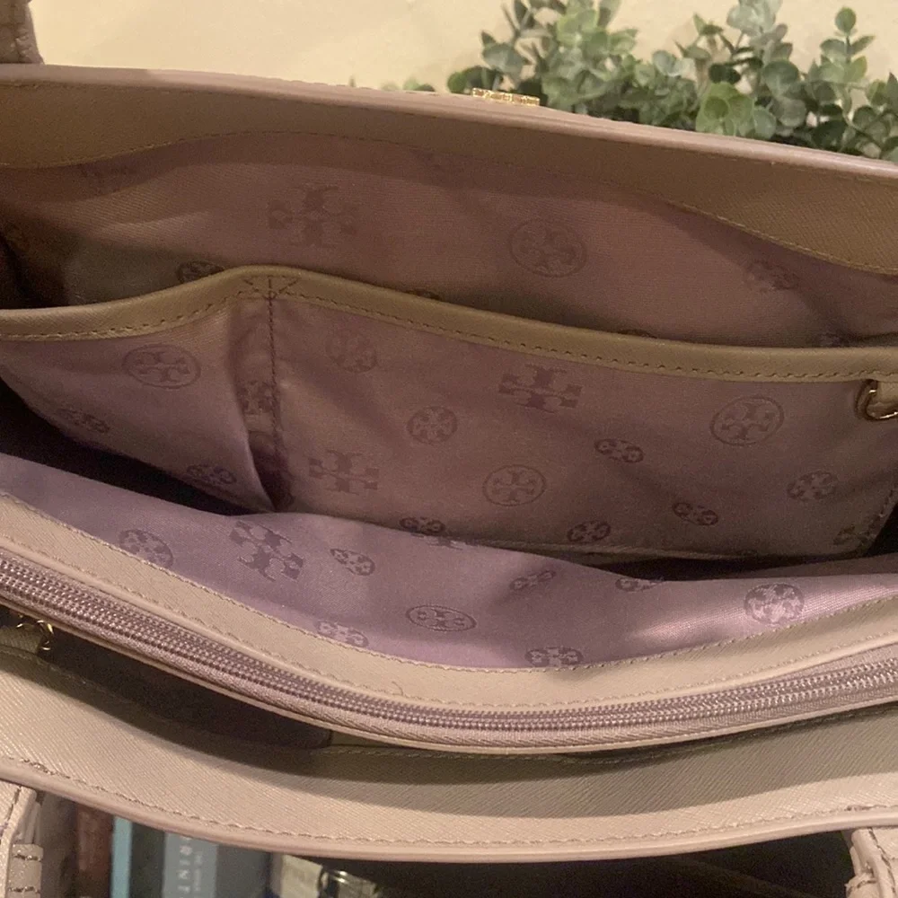 Tory Burch Light Taupe Saffiano Leather Tote